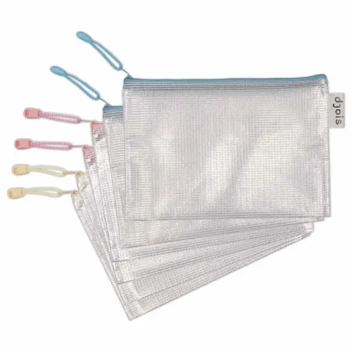 6 Pochettes souples armées A5 zip DJOIS -Coloris assortis