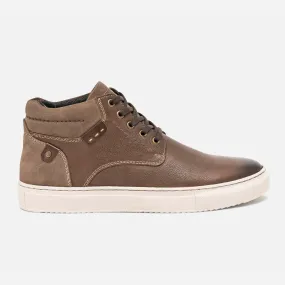 Basket marron en cuir doublure carreaux - Baskets / Tennis Homme | ERAM