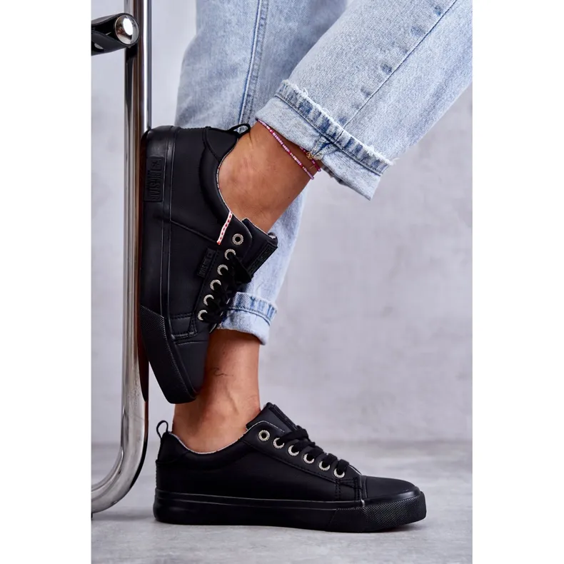 Baskets basses en cuir pour femmes Big Star KK274006 Noir le noir