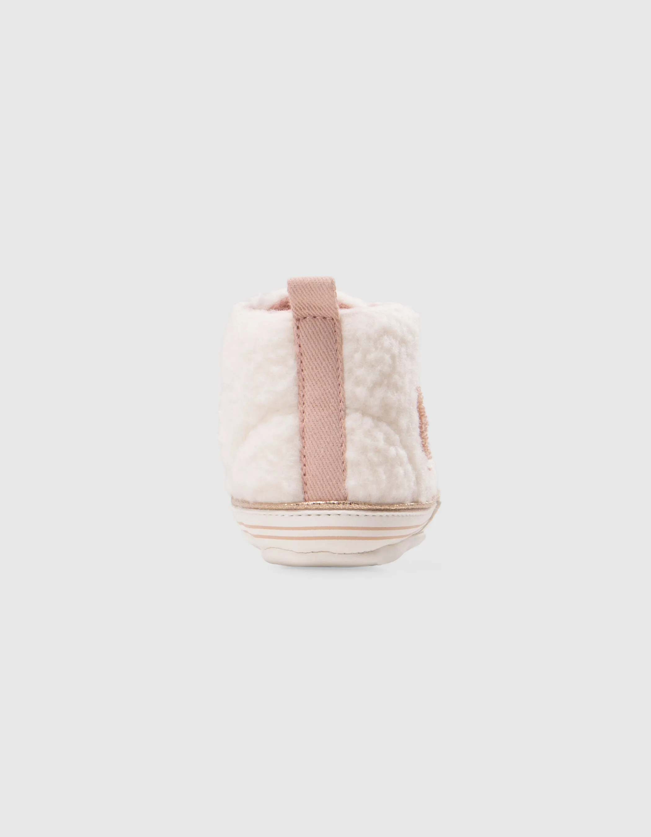 Baskets écrues sherpa avec coeur bébé fille