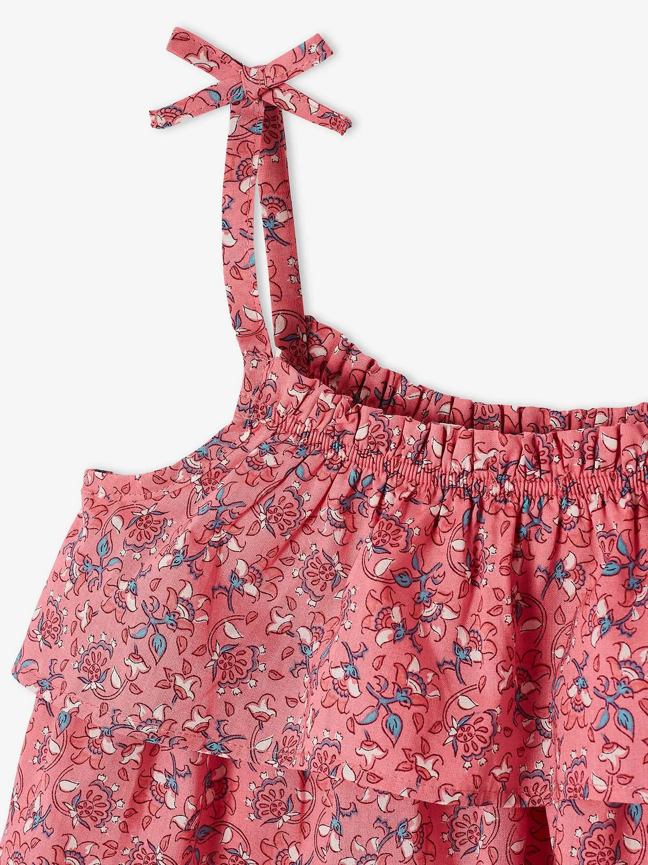 Blouse imprimée  à volants fille rose imprimé - Vertbaudet