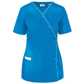 Blouse polycoton avec boutons pression - Femme  - WK506 - bleu turquoise 