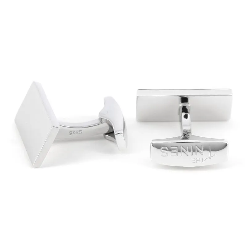 Boutons de manchette argent massif rectangulaires brompton