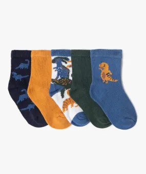 chaussettes hautes motifs dinosaures garcon (lot de 5) bleu standard chaussettes