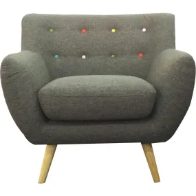 Fauteuil scandinave avec boutons multicolores LIZZY Anthracite | 3 Suisses