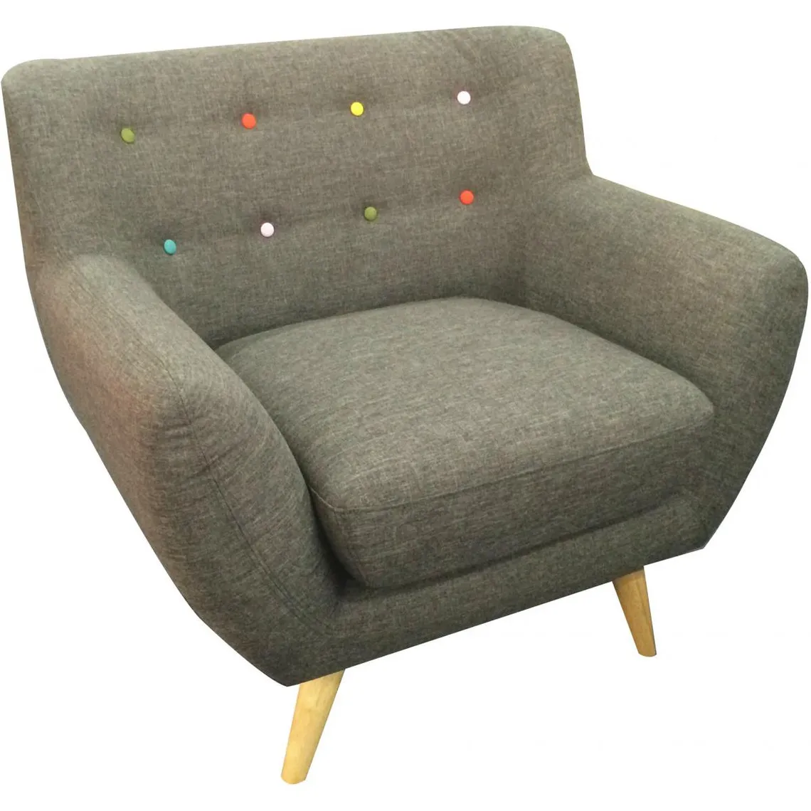 Fauteuil scandinave avec boutons multicolores LIZZY Anthracite | 3 Suisses