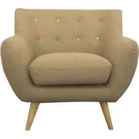 Fauteuil scandinave avec boutons multicolores LIZZY Beige | 3 Suisses