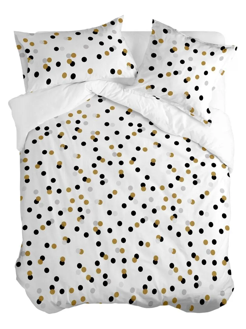 Housse de couette Golden dots "Happyfriday" - Blanc