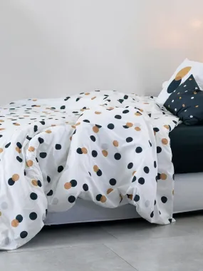 Housse de couette Golden dots "Happyfriday" - Blanc