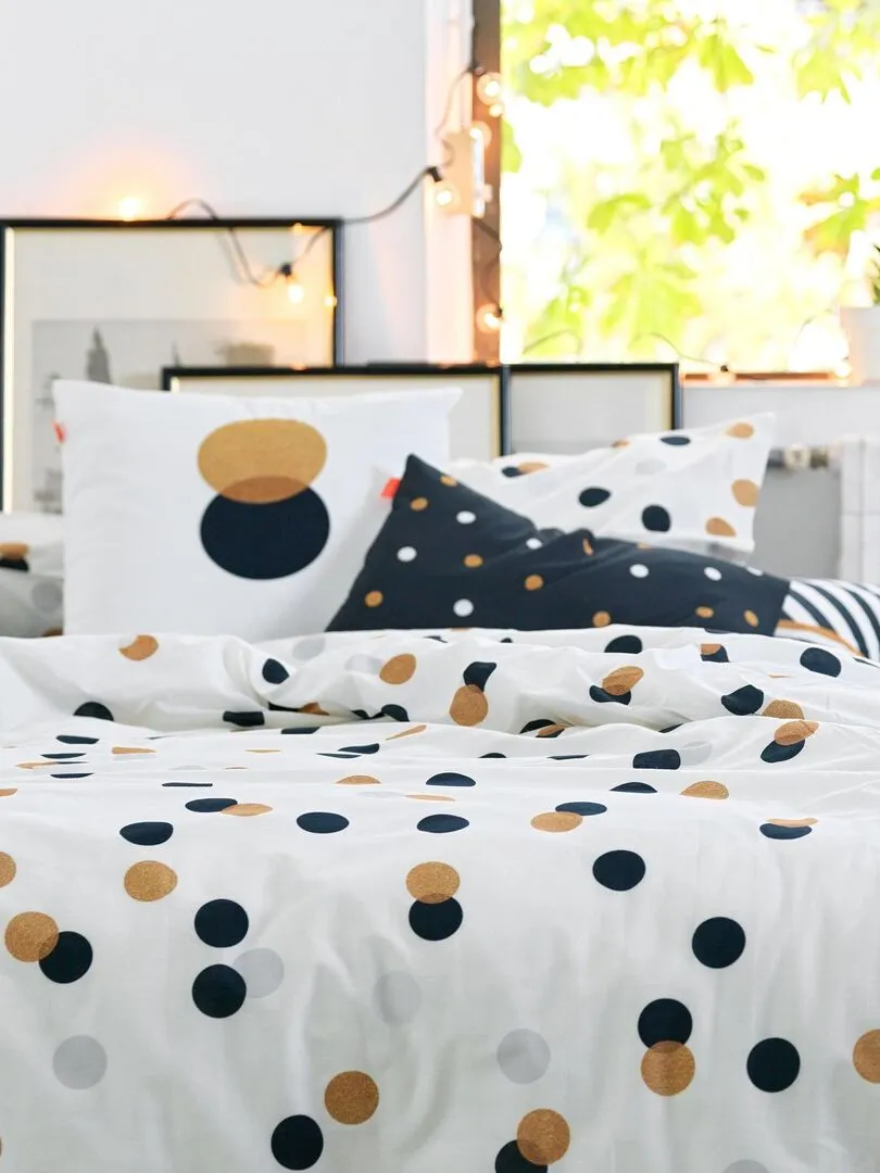 Housse de couette Golden dots "Happyfriday" - Blanc