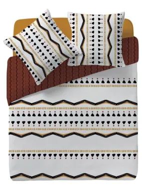 Housse de couette  Tribal + taie(s) 100% coton 57 fils - Blanc