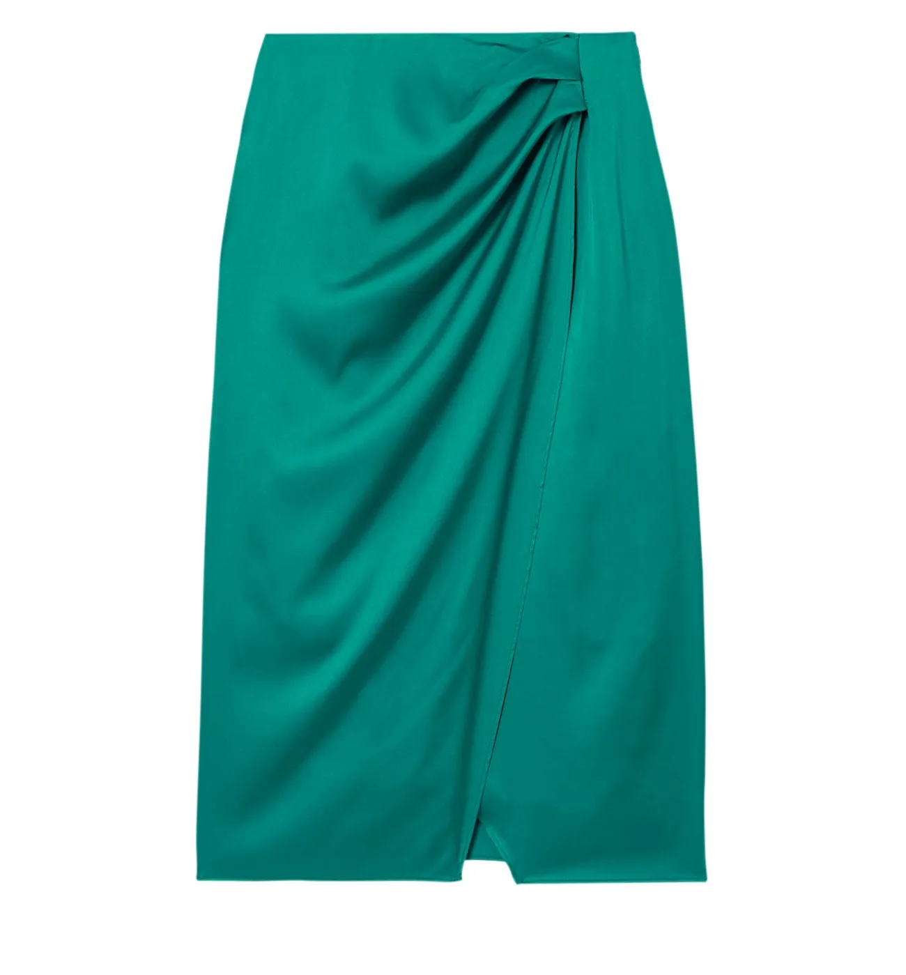 Jupe midi en satin Femme - TURQUOISE UNI COLORE