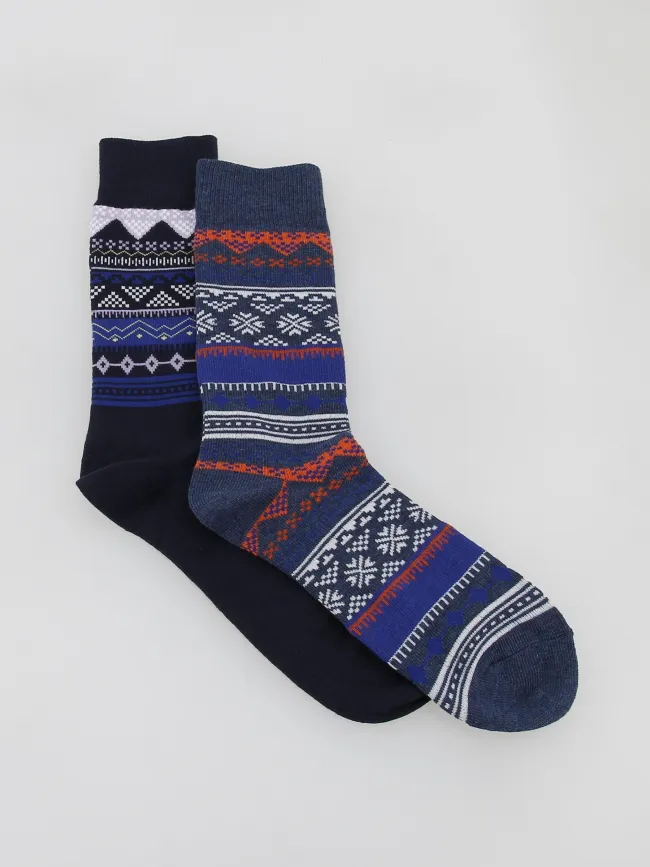 Pack 2 paires de chaussettes hautes fair isle bleu - Levi's | wimod