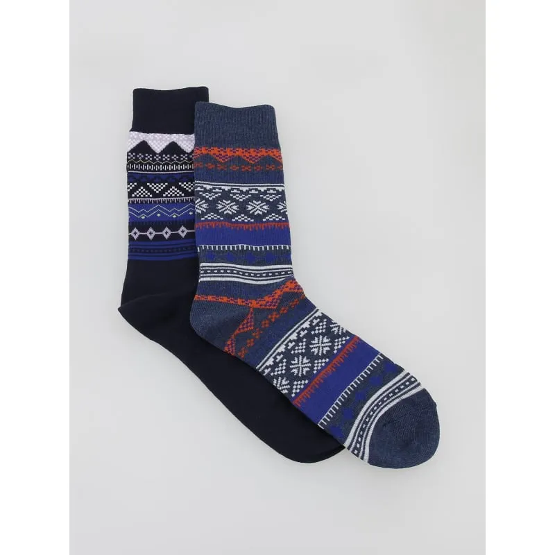 Pack 2 paires de chaussettes hautes fair isle bleu - Levi's | wimod