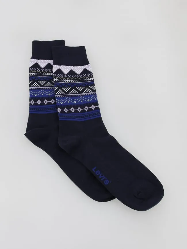 Pack 2 paires de chaussettes hautes fair isle bleu - Levi's | wimod