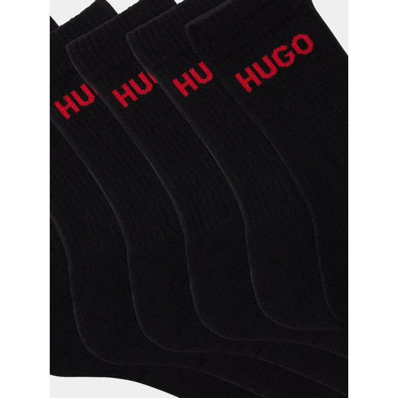 Pack 6 paires de chaussettes hautes rib noir - Hugo | wimod