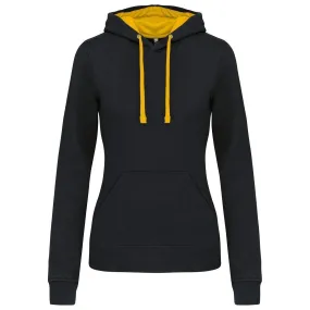 Sweat à capuche contrastée - Femme - K465 - noir et jaune 