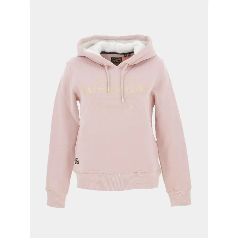 Sweat à capuche metallic logo rose femme - Superdry | wimod