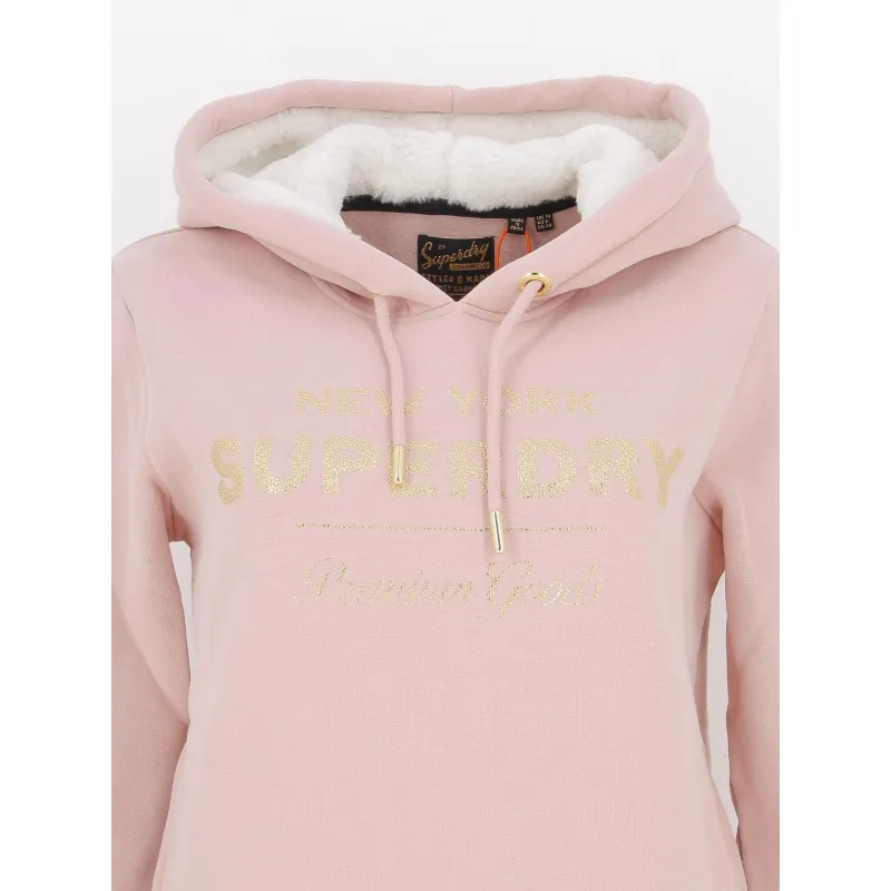 Sweat à capuche metallic logo rose femme - Superdry | wimod