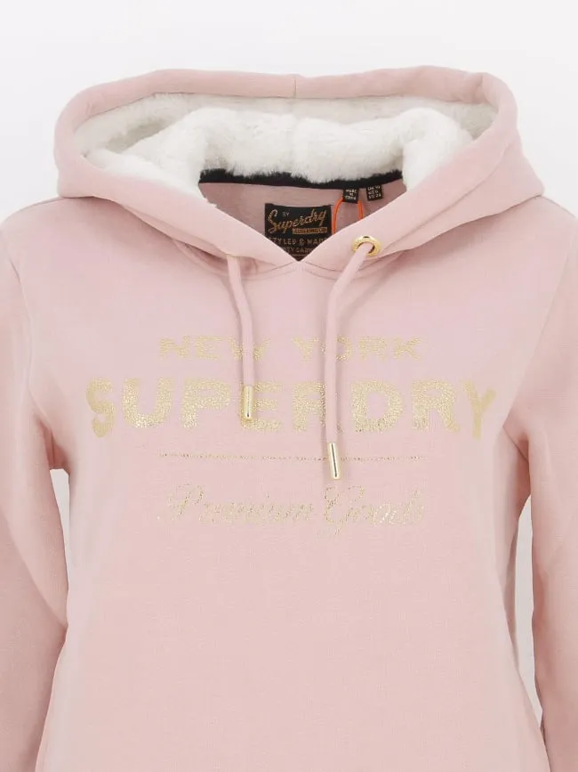 Sweat à capuche metallic logo rose femme - Superdry | wimod