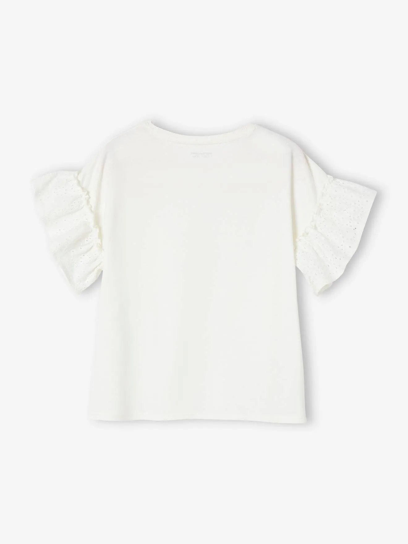 T-shirt manches à volants en broderie anglaise fille écru - Vertbaudet