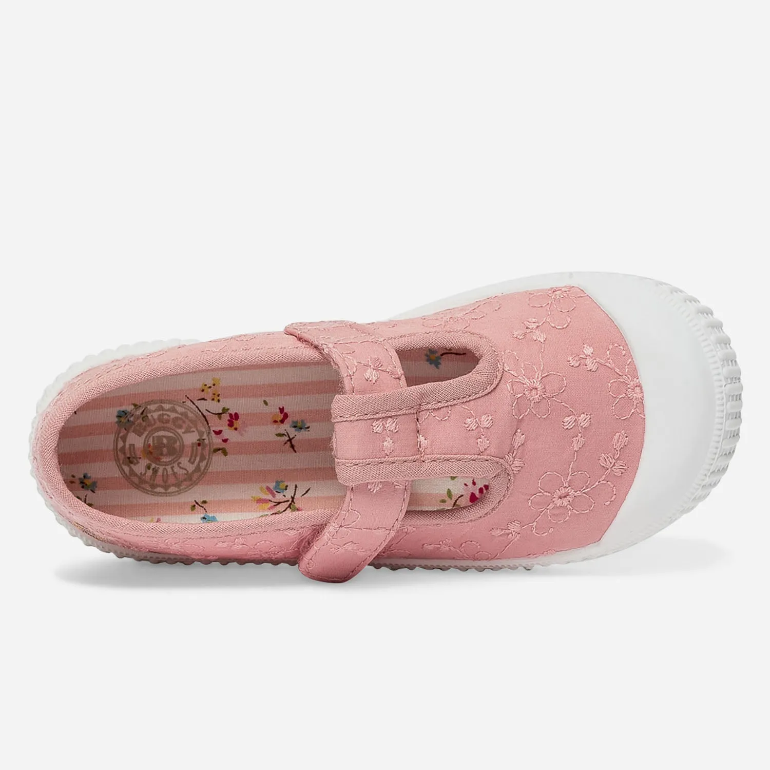 Tennis salomé BUGGY rose en toile brodée - Baskets Enfant | ERAM