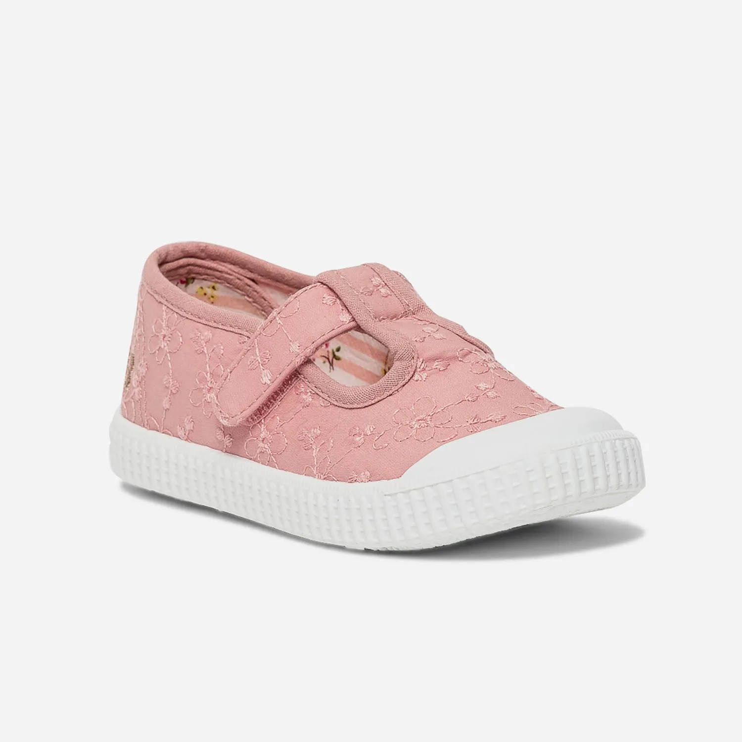 Tennis salomé BUGGY rose en toile brodée - Baskets Enfant | ERAM