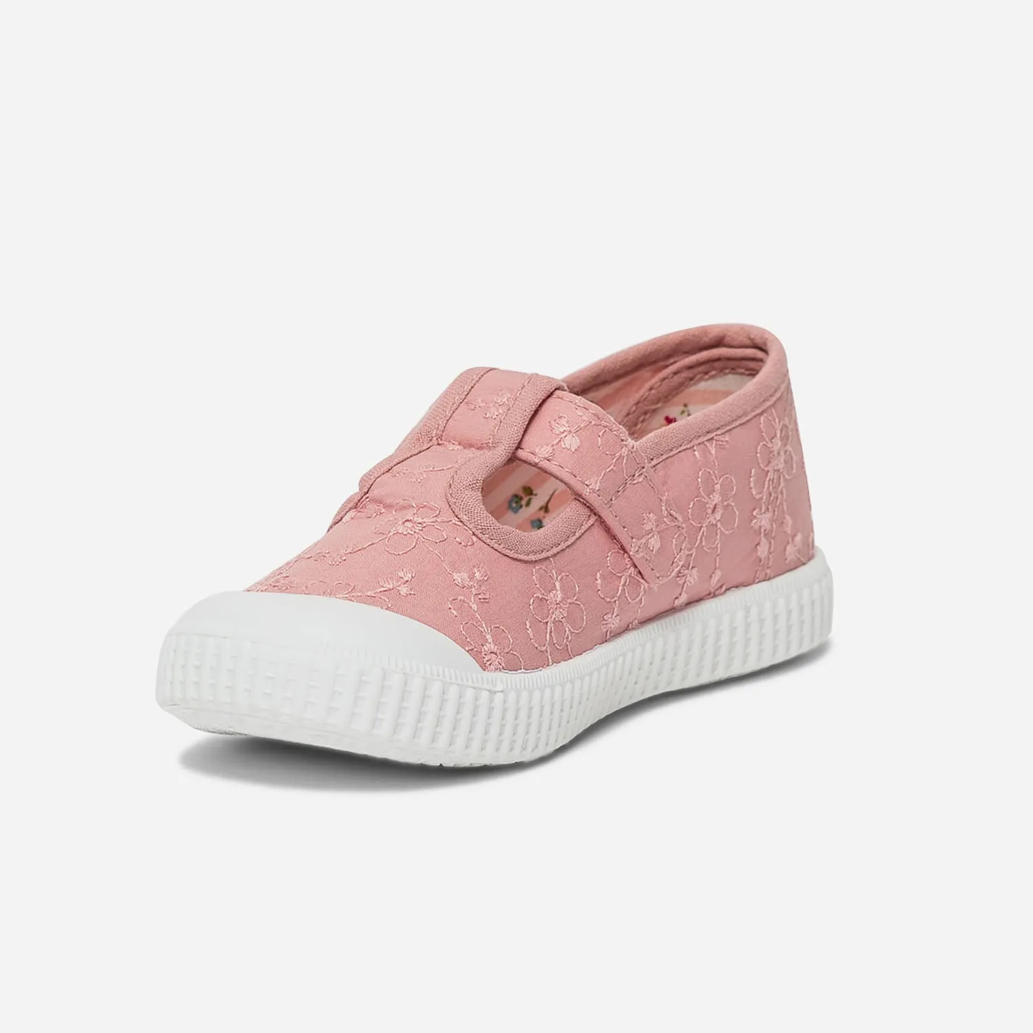 Tennis salomé BUGGY rose en toile brodée - Baskets Enfant | ERAM