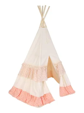 Tente Tipi Rose Blanc avec volants - Moi Mili - N/A