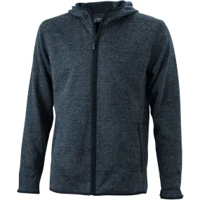 Veste tricot polaire à capuche HOMME- JN589 - noir chiné 